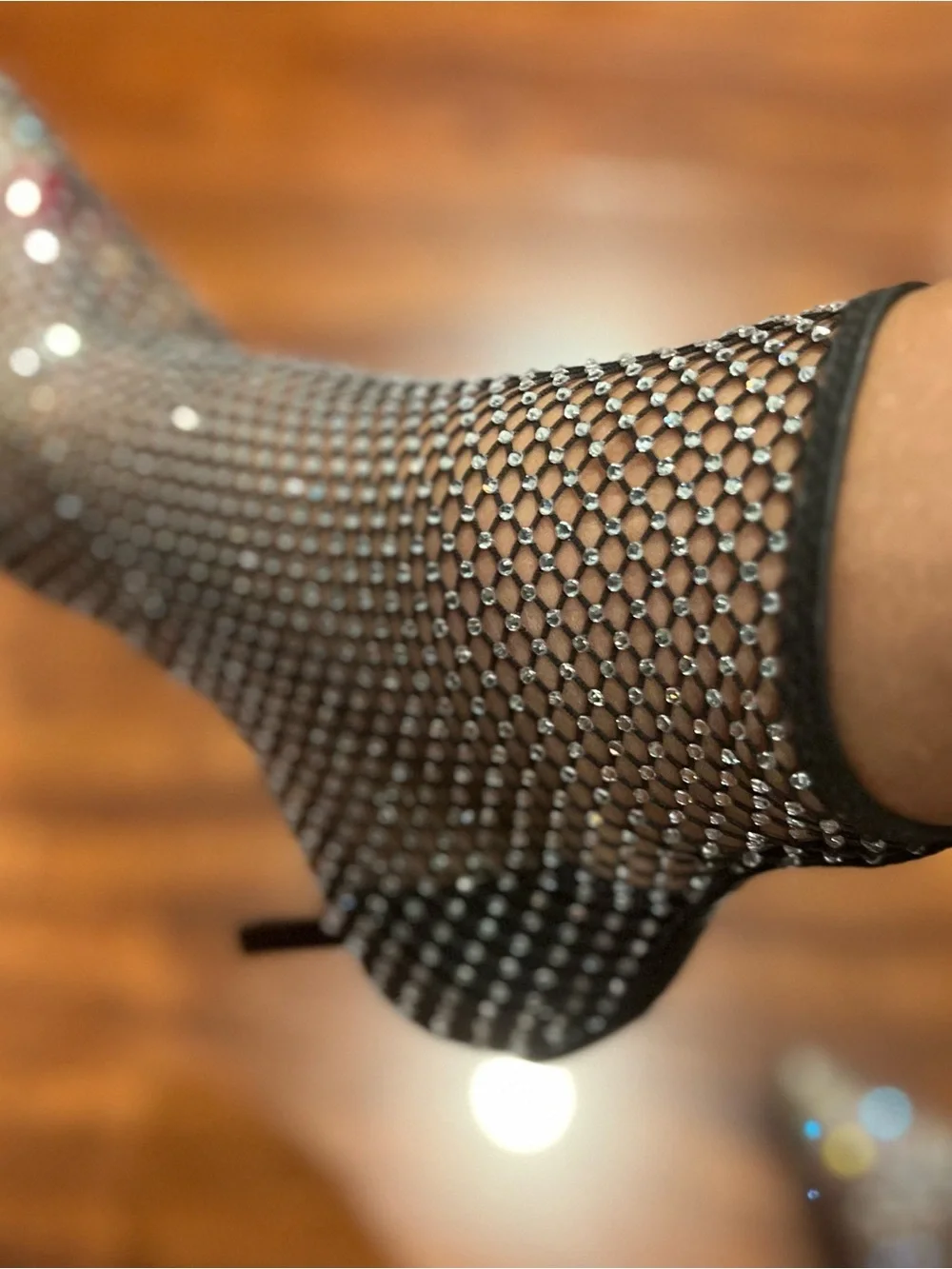 INC International Concepts Black Rhinestone Fishnet Ankle Booties NWT